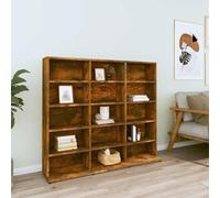 Ordellia CD Shelf Smoked Oak 100 x 23 x 89.5 cm Wood Composite CD DVD Records Storage for Living Room Home Cinema Organiser with Storage Space