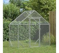 Ordellia Chicken Cage Silver 170 x 100 x 177 cm, Galvanised Steel, Cage Enclosure for Chickens, Run Aviary for Outdoor Garden, Weatherproof and Robust for Safe Animal Keeping
