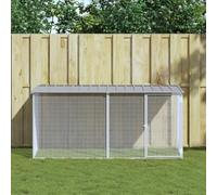 Ordellia Chicken Cage with Roof, Light Grey, Galvanised Steel, 203 x 98 x 90 cm, Expandable, Run, Aviary, Grid, Metal, Protection for Garden and Outdoor Keeping