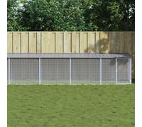 Ordellia Chicken Cage with Roof, Light Grey, Galvanised Steel, Expandable as a Hutch and Enclosure for Chickens, Hens and Small Animals, Outdoor Run with Door, Protection and Ventilation