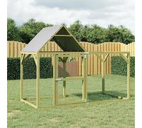 Ordellia Chicken Coop Solid Pine Green Impregnated 200 x 100 x 150 cm Galvanised Steel Polyester Roof Lockable Door for Outdoor Garden and Secure Keeping