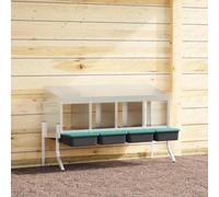 Ordellia Chicken Nesting Box with 4 Compartments and Legs, Galvanised Steel, 110 x 50 x 63/68 cm, Roll Out Tray, Ventilation, for Stable, Enclosure, Indoor and Outdoor Use