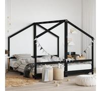 Ordellia Children's Bed Black 2 x 90 x 190 cm Solid Pine Bed Frame with Slatted Frame, Children's Room for Children from 4 Years, Space for Curtains and Quiet Sleeping Environment