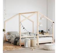 Ordellia Children's Bed Made of Solid Pine Wood, 2 x 90 x 190 cm, Bed Frame with Slatted Frame and Storage Space, for Children's Room, Low Entry and Curtain Frame, Untreated