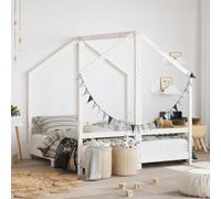 Ordellia Children's Bed White 2 x 70 x 140 cm Solid Pine and Plywood with Slatted Frame, Low Bed Frame for Toddlers, Privacy and Play Area in the Children's Room