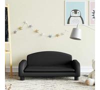 Ordellia Children's Sofa Black Faux Leather with Foam Padding and Solid Pine Wood, 70 x 45 x 30 cm, 50 kg Load Capacity, for Nursery and Cosy Play Corners