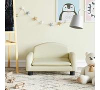 Ordellia Children's Sofa Cream Faux Leather with Foam Padding, 50 x 40 x 30 cm, Solid Pine Wood Frame, Maximum Load 50 kg for Children's Room and Play Area
