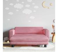 Ordellia Children's Sofa with Stool Pink Velvet and Solid Wood, 100 x 50 x 30 cm, Padded, for Children from 3 to 6 Years in Children's Room, Bench with Sturdy Frame