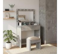 Ordellia Concrete Dressing Table Grey Made of Wood with LED Lighting, Makeup Mirror, Storage and Storage Space, Modern Cosmetic Table for Bedroom, 78.5 x 41 x 135 cm