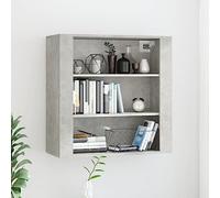 Ordellia Concrete Grey Wall Cabinet Made of Wood 80 x 33 x 80 cm with 3 Compartments, 60 kg Load Capacity, Wall Mounting, Storage Space for Kitchen, Living Room, Hallway, Office