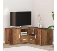 Ordellia Corner Shelf Wood Material Antique Wood Look 160 x 40 x 45 cm with Top Plate, Compartments and Drawers for Living Room Hallway Hallway Storage