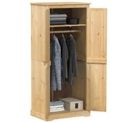 Ordellia Corona Solid Pine Wardrobe 76 x 50 x 170 cm with Metal Handles, Honey Wax Finish, Storage Space for Bedroom, Hallway, Dressing Room and Tidy