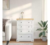 Ordellia Corona White Solid Pine Storage Chest with 4 Drawers, 92 x 48 x 114 cm, Freestanding for Bedroom, Living Room, Office and More Storage Space with Clear Structure