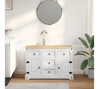 Ordellia Corona White Solid Pine Storage Chest with 5 Drawers and 2 Doors, 112 x 40 x 75 cm for Indoor, Living Room, Bedroom, Hallway with Storage Space and Clear Shape