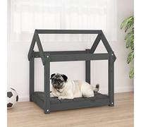 Ordellia Dog Bed Grey 71 x 55 x 70 cm Solid Pine Wood Pet Sleeping Area with Sturdy Wooden Frame, Easy Care for Puppies, Cushions, Baskets and Sofa in the Living Room