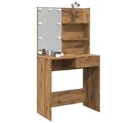 Ordellia Dressing Table Artisan Oak with LED Lighting USB 74.5 x 40 x 141 cm Wood Composite Vanity Unit with Mirror Drawer and Shelves for Bedroom Dressing Room