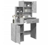 Ordellia Dressing Table, Cosmetic Table, Concrete Grey with Mirror, Drawer and 8 Compartments, 80 x 35 x 132 cm, Wood Material for Bedroom, Dressing Room, Space-Saving and Modern
