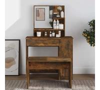 Ordellia Dressing Table, Cosmetic Table, Smoked Oak with Mirror and Drawer, Wood Material, 86.5 x 35 x 136 cm, for Bedroom, Dressing Room, Space-Saving with Storage Space