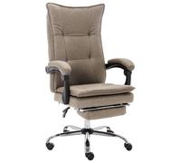Ordellia Ergonomic Office Chair Taupe Fabric, Height Adjustable Swivel Chair with Backrest, Armrest, Footrest and Wheels for Home Office Study, 95 to 150 Degree Tilt, 110 kg