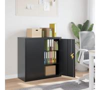 Ordellia Filing Cabinet Anthracite Powder Coated Steel 90 x 40 x 90 cm with 2 Shelves Lockable Doors for Office, Home Office, Law Firm, Archive and Organised Storage