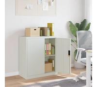 Ordellia Filing Cabinet Light Grey Powder-Coated Steel 79 x 40 x 90 cm Lockable with 1 Shelf for Folders, Files, Documents, Paper, Office, Home Office and Archive Storage