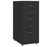 Ordellia Filing Cabinet with Wheels Black Metal 28 x 41 x 69 cm, 5 Drawers, Rolling Container for Office, Home Office, Law Firm, Archive, Storage, Organisation and Folder