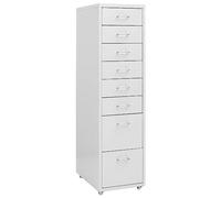 Ordellia Filing Cabinet with Wheels Grey Metal 28 x 41 x 109 cm, 8 Drawers, Rolling Container for Office, Home Office, Law Firm and Archive for Organised Storage