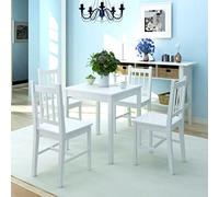 Ordellia Five-piece dining table set, pine wood, white, 70 x 70 x 73.8 cm, table 4 chairs for dining room, kitchen, living area, sturdy furniture for everyday use and meals