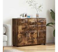 Ordellia Florin Sideboard Made of Wood Material in Smoked Oak, 88.5 x 30.5 x 73 cm, 2 Hinged Doors, 3 Board Shelves, Storage Space for Living Room Furniture and Organisation in the Living Area