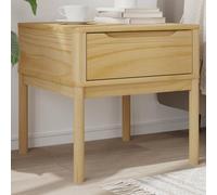 Ordellia FLORO Lamp Table Wax Brown Made of Solid Pine Wood 55 x 55 x 54 cm, Side Table with Storage Space, Shelf for Living Room, Hallway, Bedroom and Entrance Area