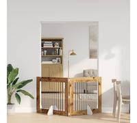Ordellia Folding Dog Gate with Stand, Set of 2 in Old Wood Look, 200.5 cm Total Length, Wood Material, for Indoor Dog Kennels, Dog Run, Outdoor Run and Safe Room Separation
