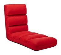 Ordellia Folding Floor Chair Red Faux Leather Chaise Longue Recamiere Ottoman Recliner Recliner Recliner for Living Room Bedroom Reading Corner Guest Room Relaxation Reading Rest Nap