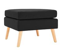 Ordellia Footstool Black Fabric Padded Polyester with Solid Pine Wood 54 x 54 x 43.5 cm for Living Room Bedroom Hallway Sofa Couch and Comfortable Footrest