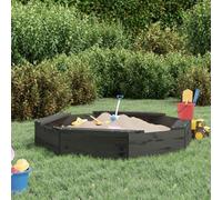 Ordellia Grey Sand Pit with Solid Pine Seats Octagonal 111 x 111 x 20 cm 2 Kids Floorless Heavy Duty Garden Toy for Garden, Patio and Yard