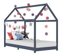 Ordellia Grey Solid Pine Cot Frame 90 x 200 cm Slatted Frame Included Tree House Style for Children's Room, Reading Corner and Playhouse, Robust Bed Frame