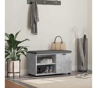 Ordellia Hallway Bench with Cushion, Chest Bench with Door and 2 Board Shelves in Concrete Grey, 80 x 38 x 46 cm, Wood Material with Wood Grain, Adjustable Feet, Seat Chest for Hallway and Entrance