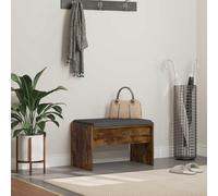 Ordellia Hallway Bench with Cushion Smoked Oak Bench with Wood Material 63 x 38 x 40 cm for Hallway Entrance Area Seat Chest with Storage Space 110 kg Load Capacity
