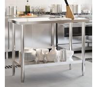 Ordellia Kitchen Work Table Stainless Steel 110 x 55 x 85 cm for Catering Restaurant Kitchen Commercial with Undershelf Stable and Easy to Clean for Snack Catering Bar Cafe