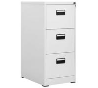 Ordellia Light Grey Steel Filing Cabinet 46 x 62 x 102.5 cm, 3 Drawers with Lock, Ball Bearing, A4 and Legal, Office, Home Office, Archive, Storage, Organisation, Durable