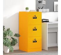 Ordellia Mustard Yellow Cold Rolled Steel Filing Cabinet 44 x 50 x 106.5 cm 3 Drawers 3 Pull Out Shelves with Locks for Office, Study and Indoor Use