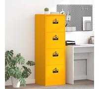 Ordellia Mustard Yellow Cold Rolled Steel Filing Cabinet 45.5 x 42 x 139 cm 4 Drawers 4 Pull Out Shelves with Locks for Office Study