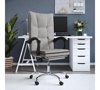Ordellia Office Chair with Reclining Function, Fabric Swivel Chair in Taupe, Height-Adjustable, Ergonomic with Armrest and Backrest, Wheels for Home Office, Study and Gaming
