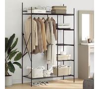 Ordellia Open Wardrobe Steel Black 104.5 x 45 x 172 cm with Hanging Racks, 5 Console Shelves, Space Saving for Bedroom, Hallway and Dressing Room, Robust and Easy to Clean