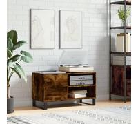 Ordellia Panel Cabinet Smoked Oak 85 x 38 x 48 cm Wood Material and Iron, Media Storage for Record, Hi-Fi Rack, TV Lowboard, TV Cabinet, Drawer, Living Room