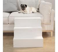 Ordellia Pet Stairs White Solid Pine Wood, 40 x 37.5 x 35 cm, Sturdy Entry Aid for Dogs and Cats, for Bed, Sofa and Couch, Compact and Robust