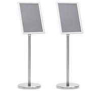 Ordellia Poster Stand Silver Aluminium 2 Pieces 32.7 x 24 x 108 cm Height Adjustable Rotatable for Presentation Display Trade Show Showroom Retail Museum