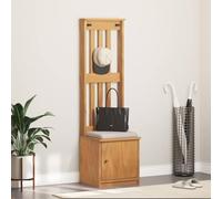Ordellia Sandnes Coat Stand 45 x 40 x 159.5 cm Solid Pine Hallway Bench with Door Compartment and 3 Hooks, Storage for Hallway, Bench for Jackets and Shoes