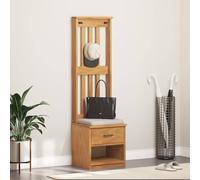 Ordellia Sandnes Coat Stand Made of Solid Pine Wood, 45 x 40 x 159.5 cm, Hallway Bench with 3 Hooks, Drawer, Open Shelf for Entrance Area, Hallway and Hallway