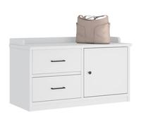 Ordellia Sandnes Hallway Bench, White, Made of Solid Pine Wood, 87 x 40 x 50 cm, Seat Chest with 2 Drawers, Shoe Bench for Hallway, Hallway, Storage Space for Dressing