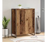 Ordellia Shoe Cabinet with Door Made of Reclaimed Wood, 79 x 36 x 100 cm, 2 Doors, Space-Saving Storage for Hallway, Living Room, Bedroom, Hallway with Industrial Look and Robust Steel Legs